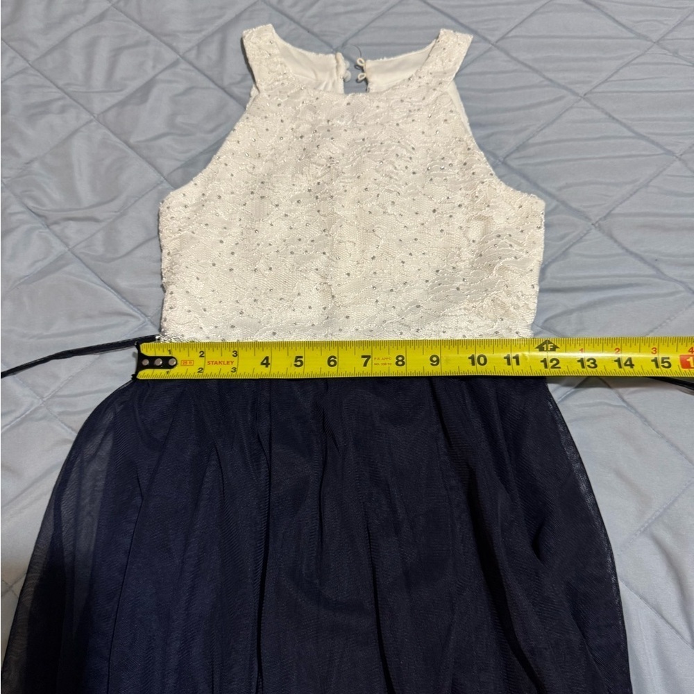 Speechless White and Navy Formal Kids Dress - Picture 9 of 13